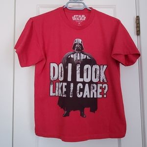 STAR WARS red Darth Vader Medium DO I LOOK LIKE I CARE short sleeve t-shirt